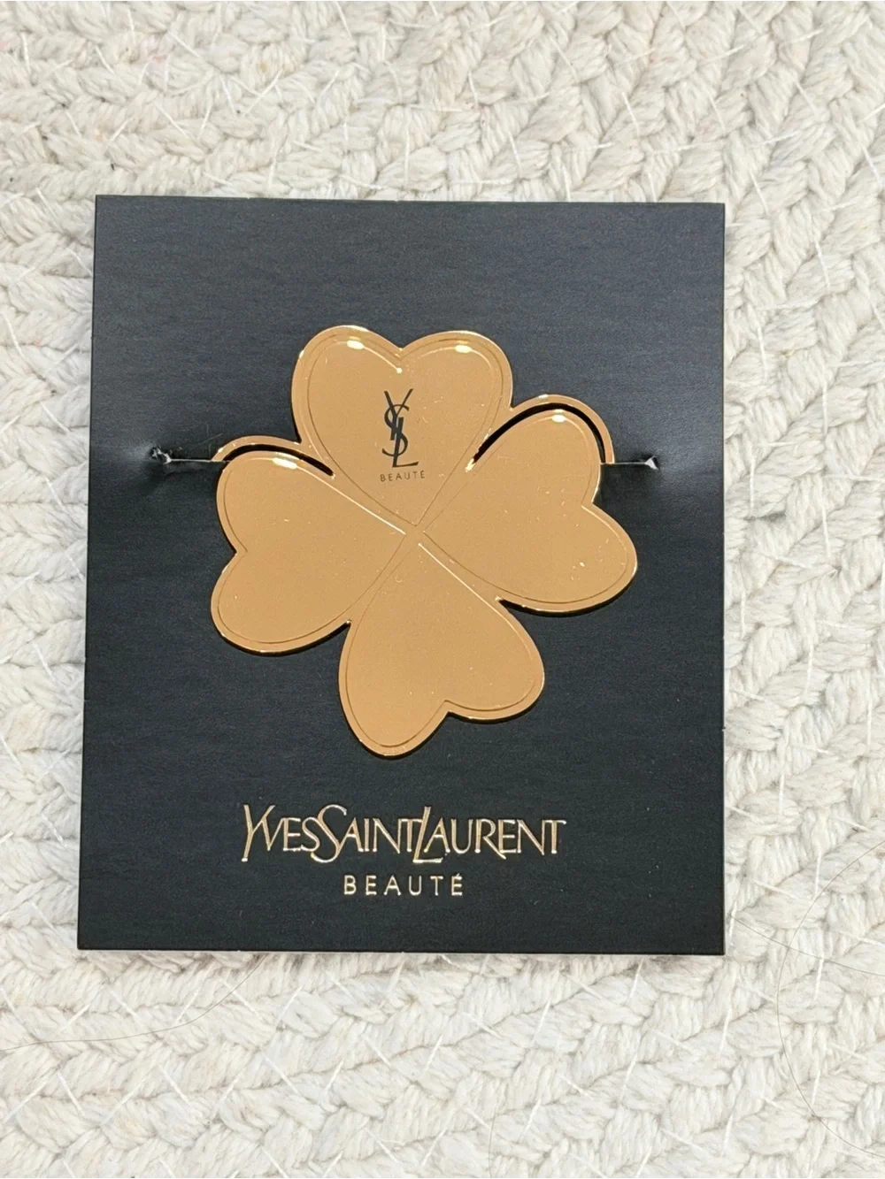 Yves Saint Laurent Gold Clover Compact Decorative Pin - NIB
